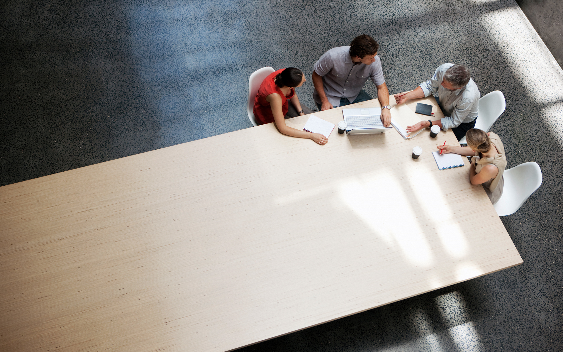 Working at a conference table